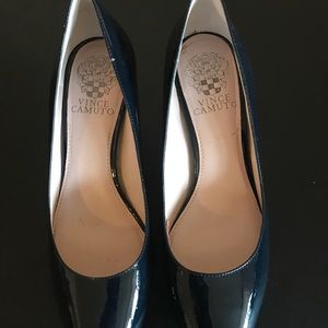 Vince Camuto navy patent leather pumps